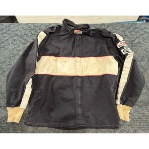 G-Force Fire Retardant Racing Jacket Mens Med Black Pit Crew Bomber Striped